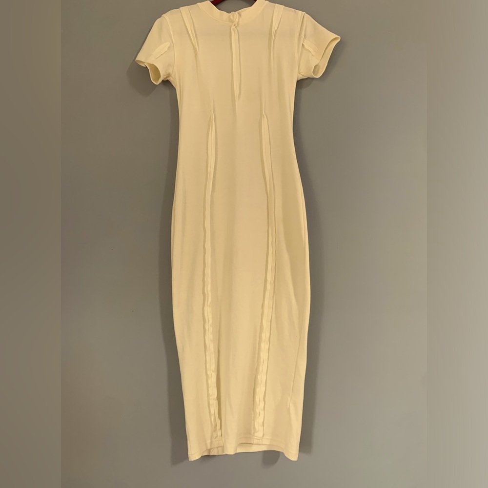 Missguided Maxi Dress Fitted Size 6 Cream Color Like New Reversed Seams